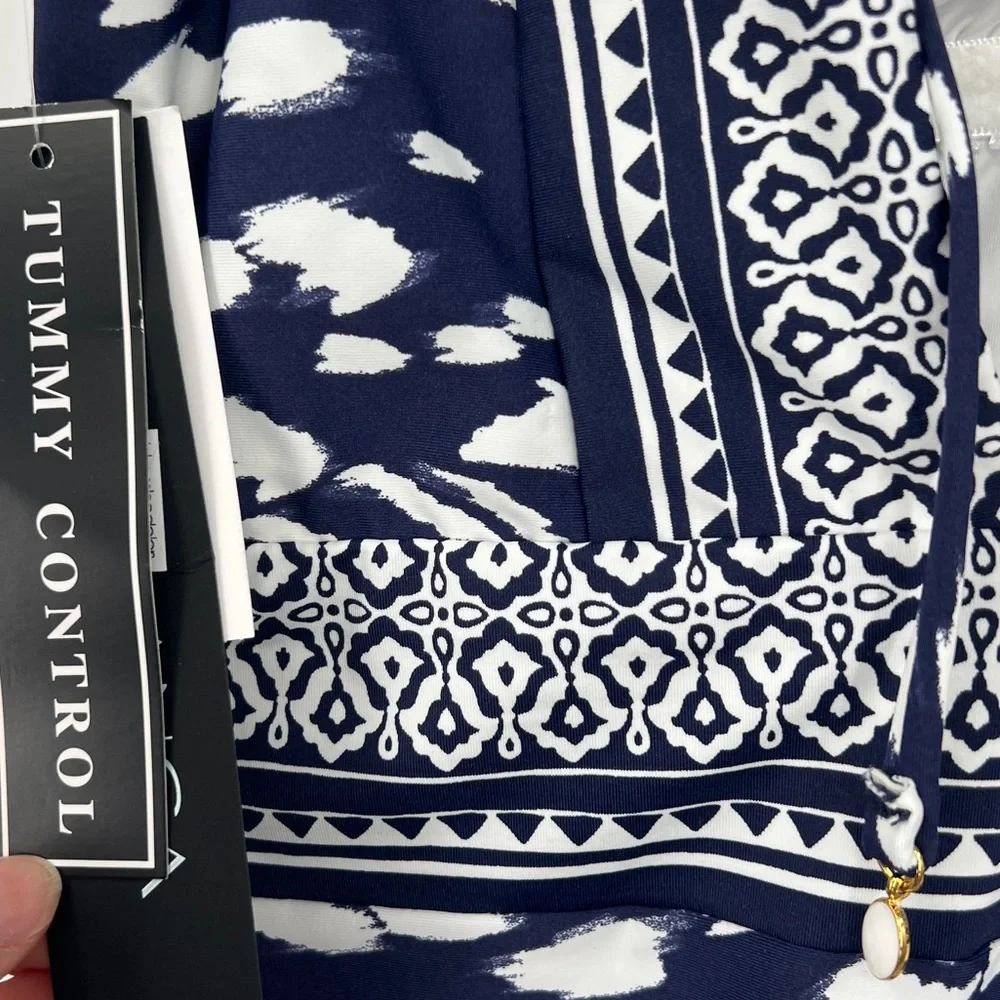 La Blanca Woman's Changing Tides Plunge One Piece Swimsuit in Indigo Blue New - Picture 6 of 14